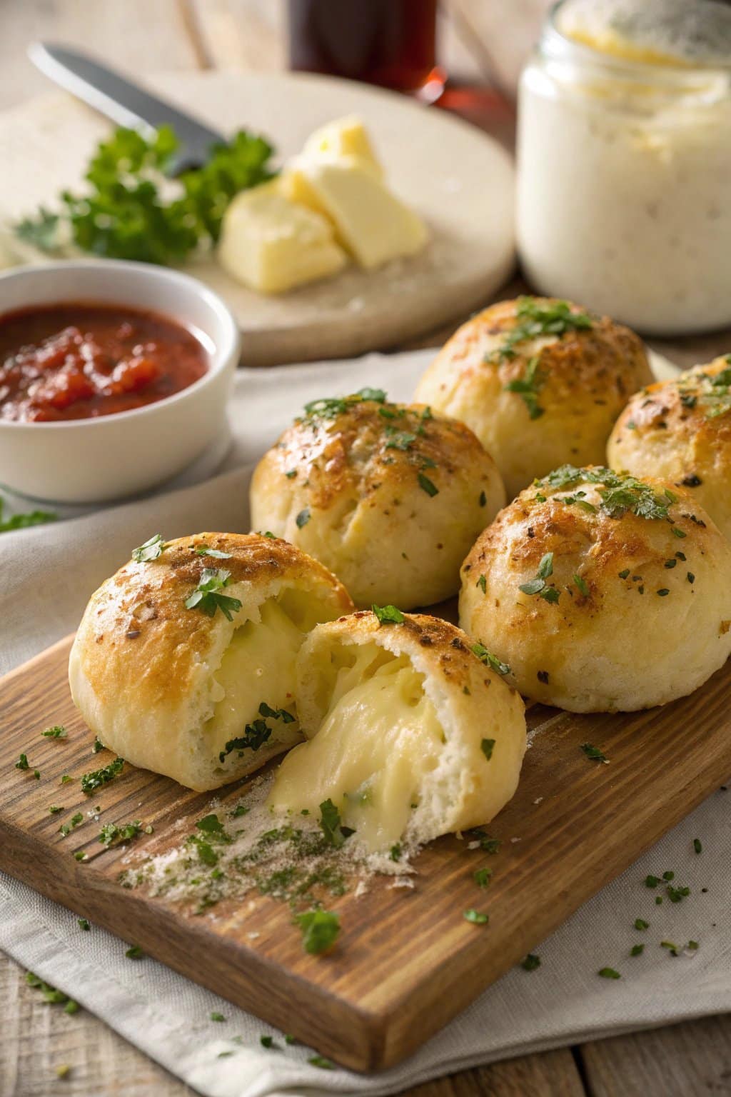 Receta de Bombas de Queso con Mantequilla de Ajo y Galletas Pillsbury