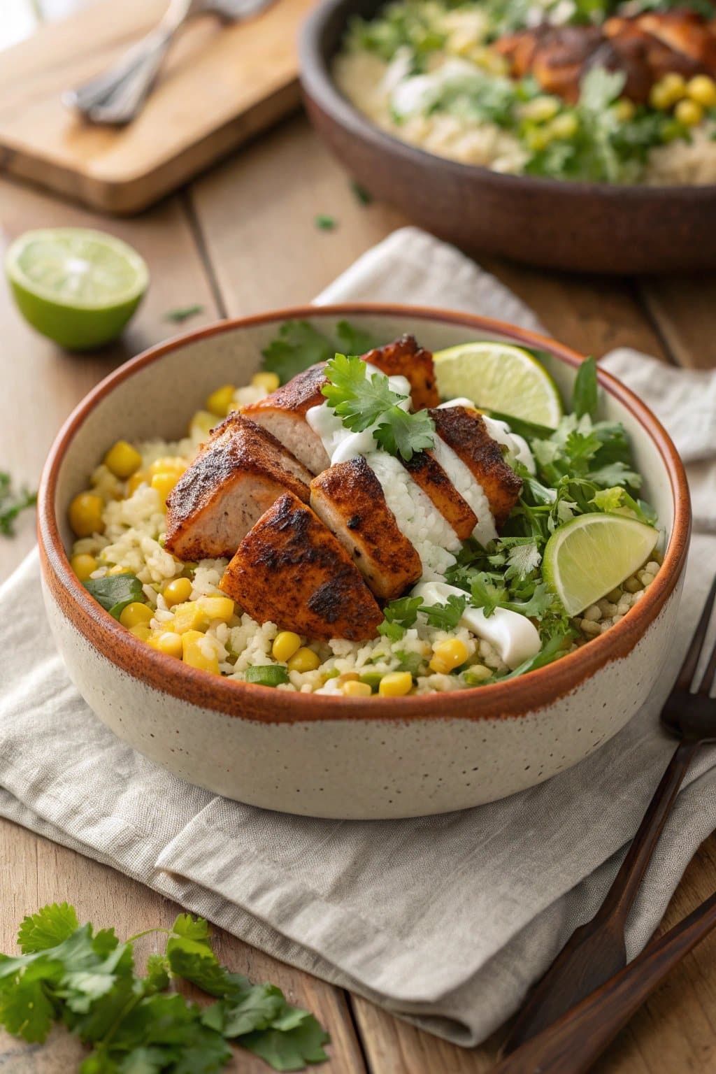 Receta de Tazón de Pollo con Elote Callejero Apetitoso