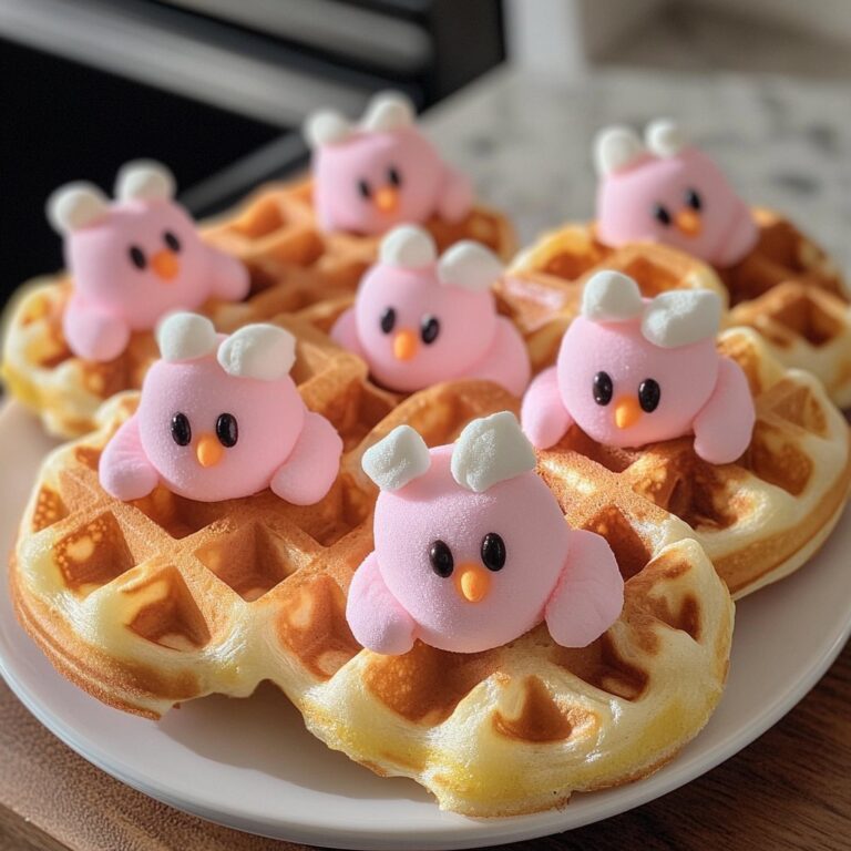 Receta de gofres de malvavisco inspirados en Peeps