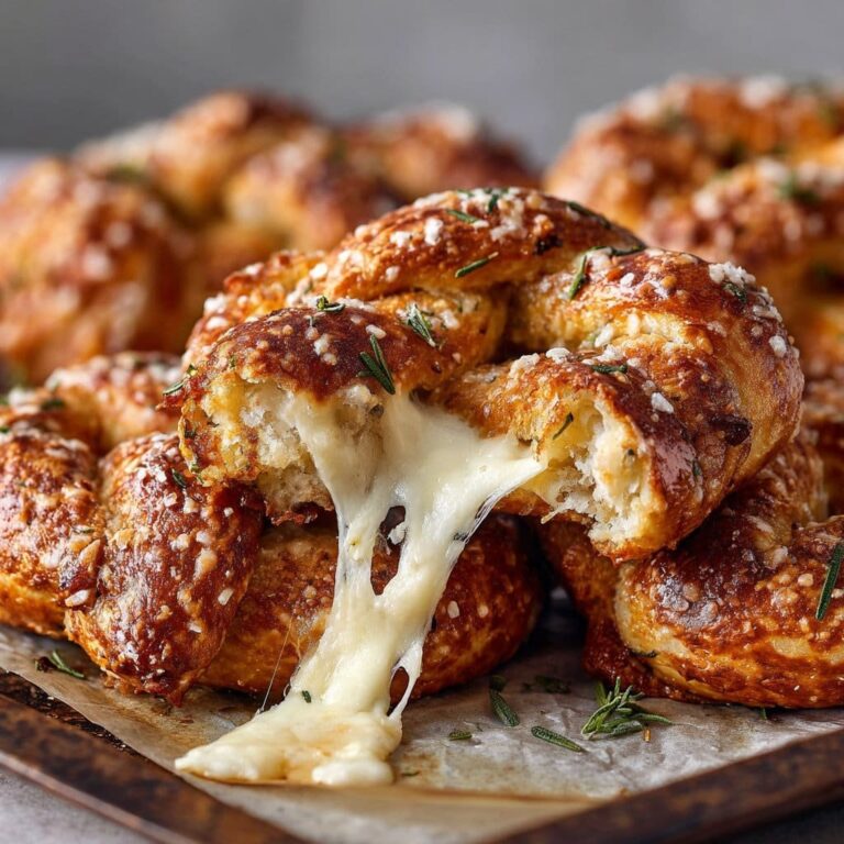 Pretzels de romero y parmesano rellenos de mozzarella derretida