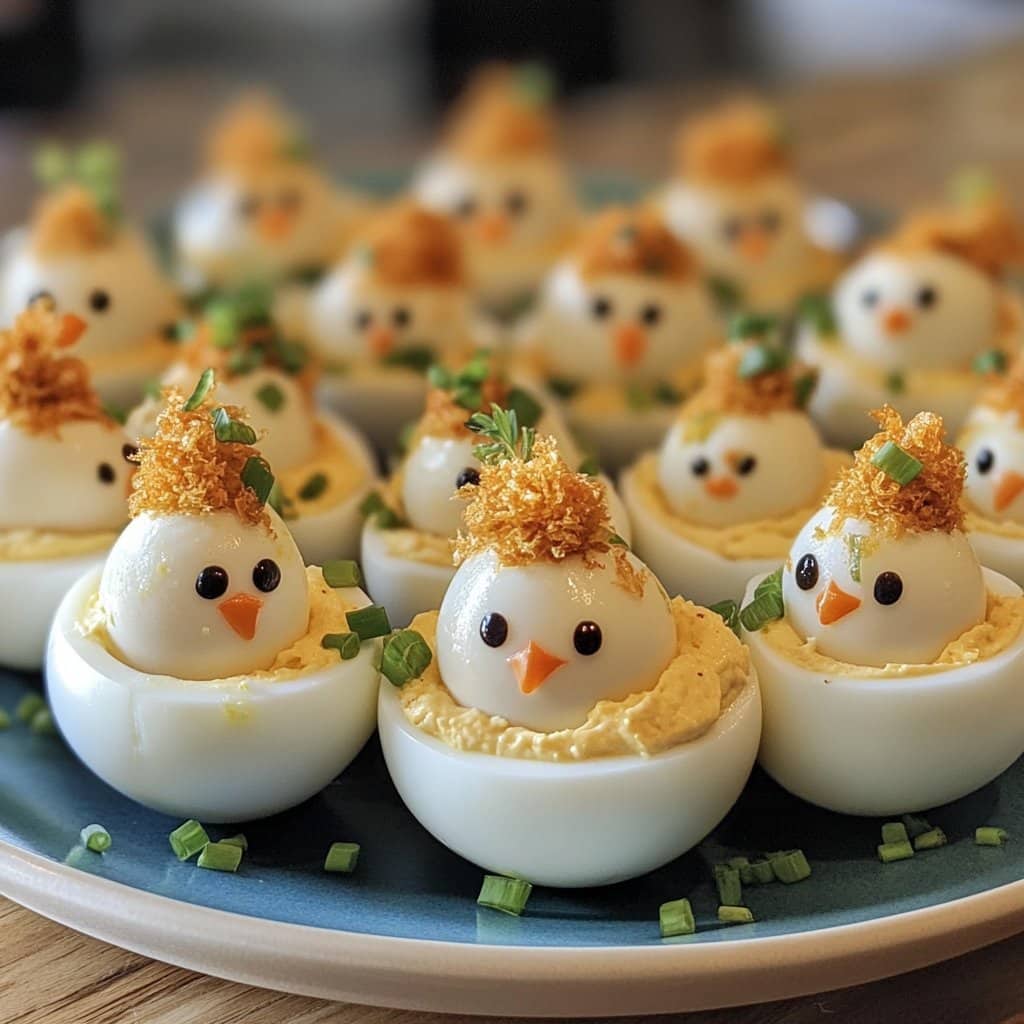 Receta de Huevos Endiablados con Pollito de Pascua para una Diversión Festiva