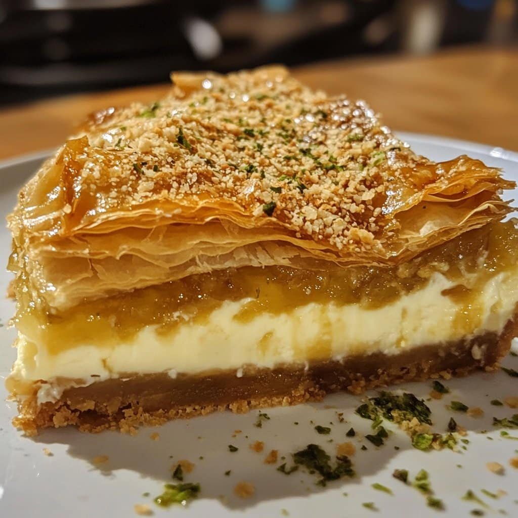Cheesecake de Baklava con Miel: Una Dulce Fusión Deliciosa