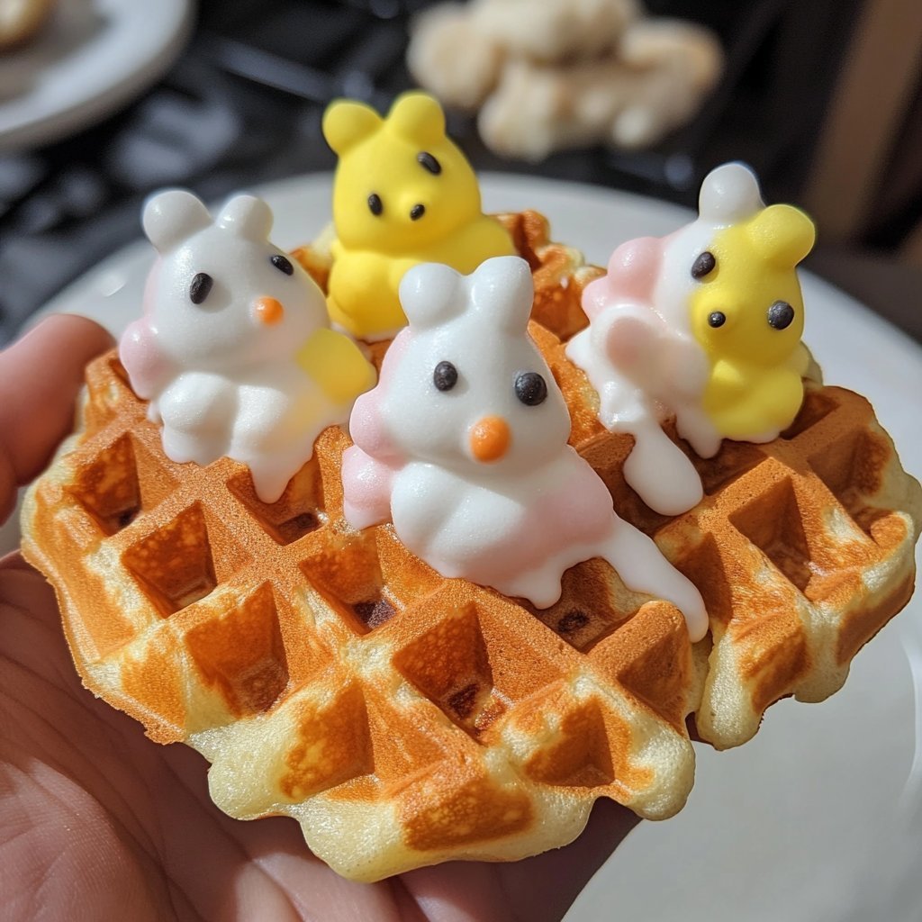Receta de gofres de malvavisco inspirados en Peeps