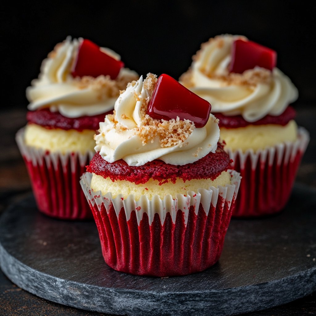 Cupcakes de terciopelo rojo con cheesecake: un giro delicioso