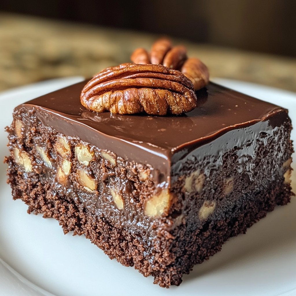 Receta de Pastel Pegajoso de Mantequilla con Nuez Pecan y Chocolate