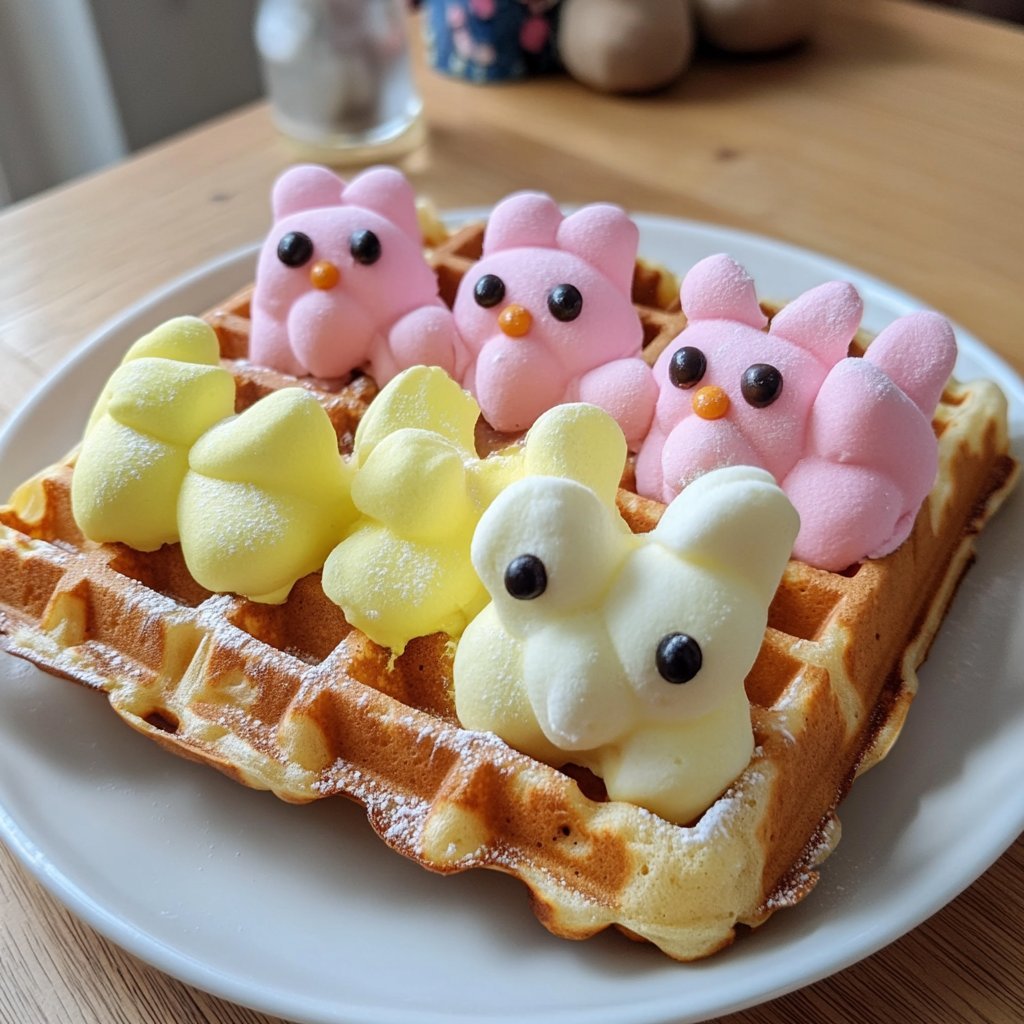 Receta de gofres de malvavisco inspirados en Peeps
