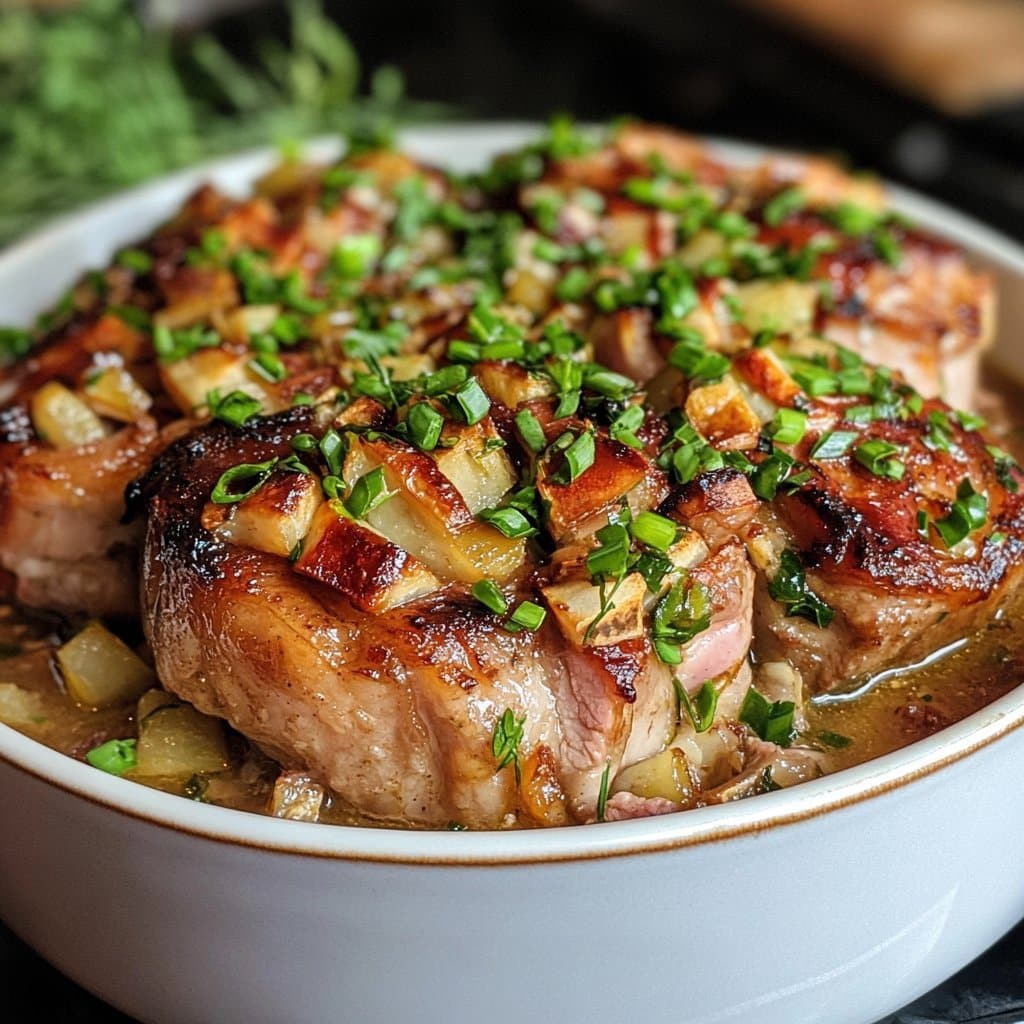 Receta de Cazuela de Chuletas de Cerdo Asadas para una Comida Sustanciosa
