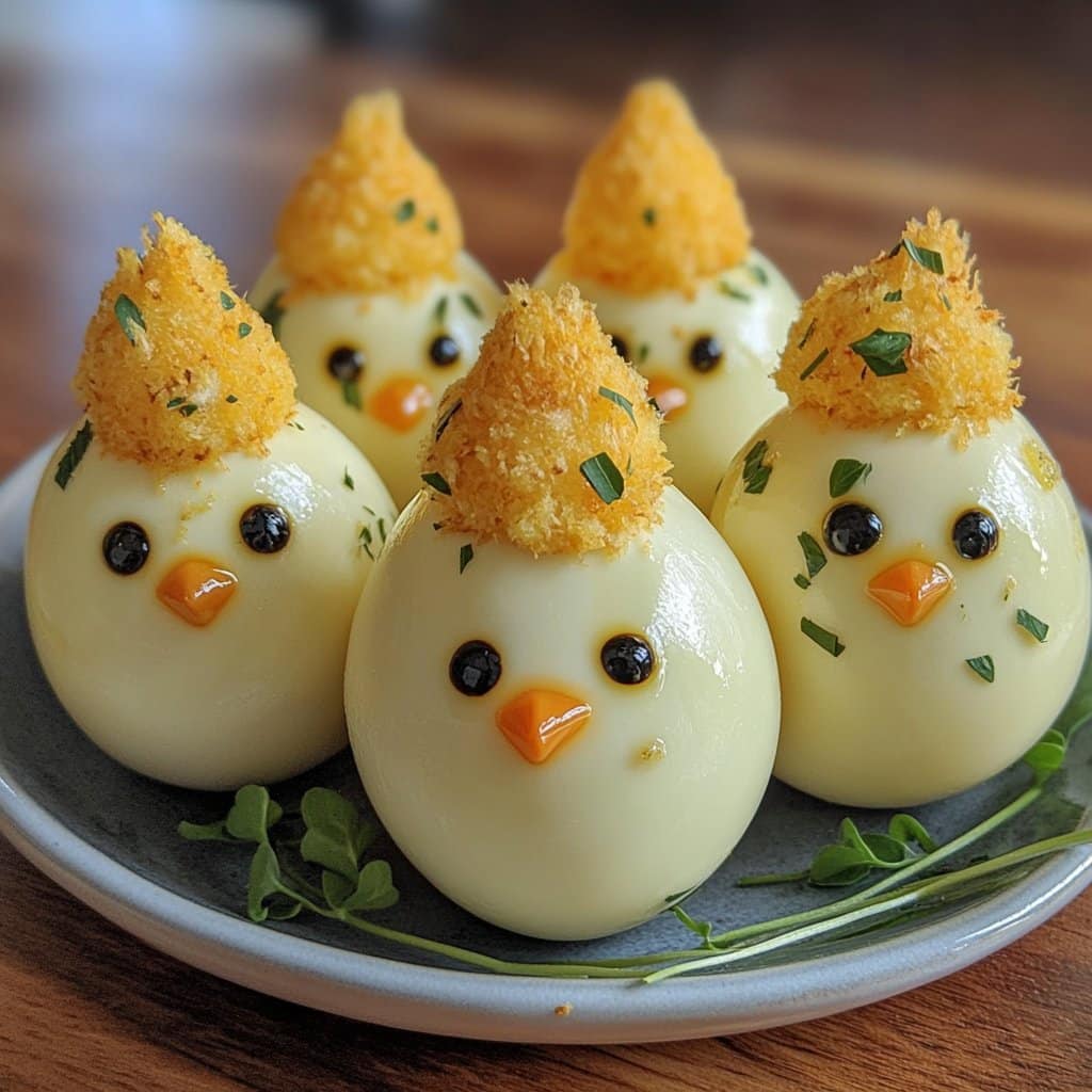 Receta de Huevos Endiablados con Pollito de Pascua para una Diversión Festiva