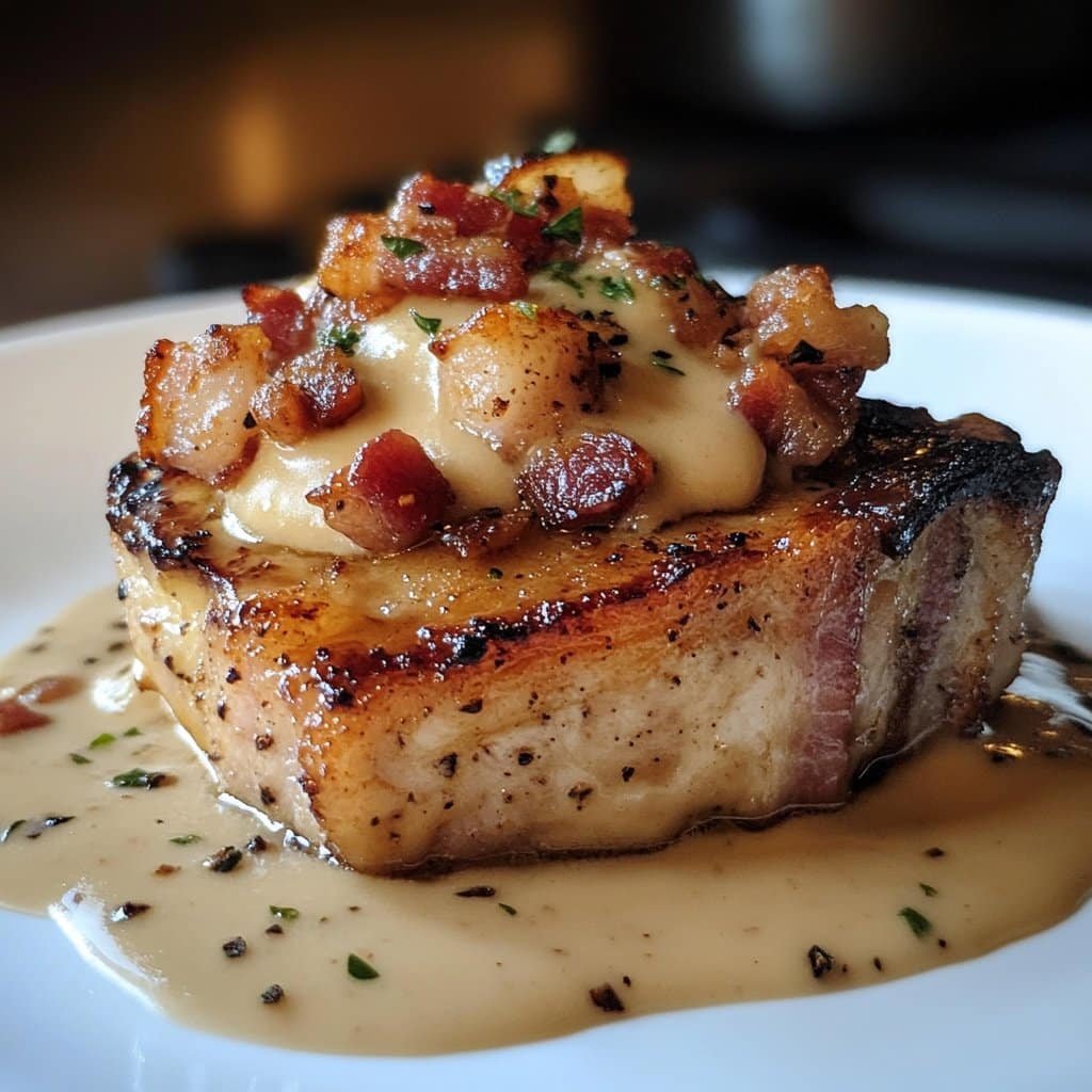 Chuletas de cerdo con tocino cremoso: un plato principal delicioso