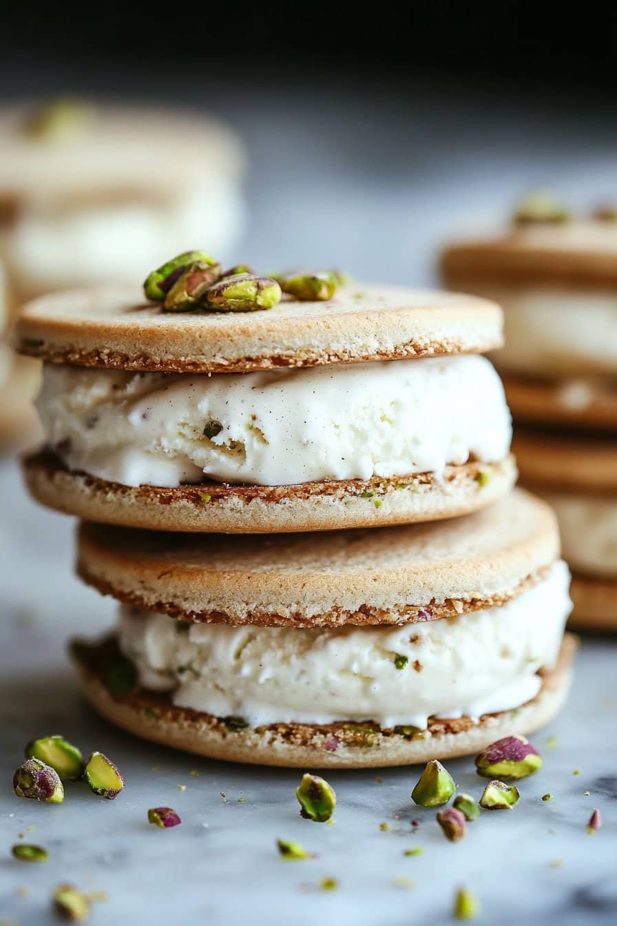 Sándwiches de Helado de Ricotta y Pistacho – Delicia Cremosa y Nutty