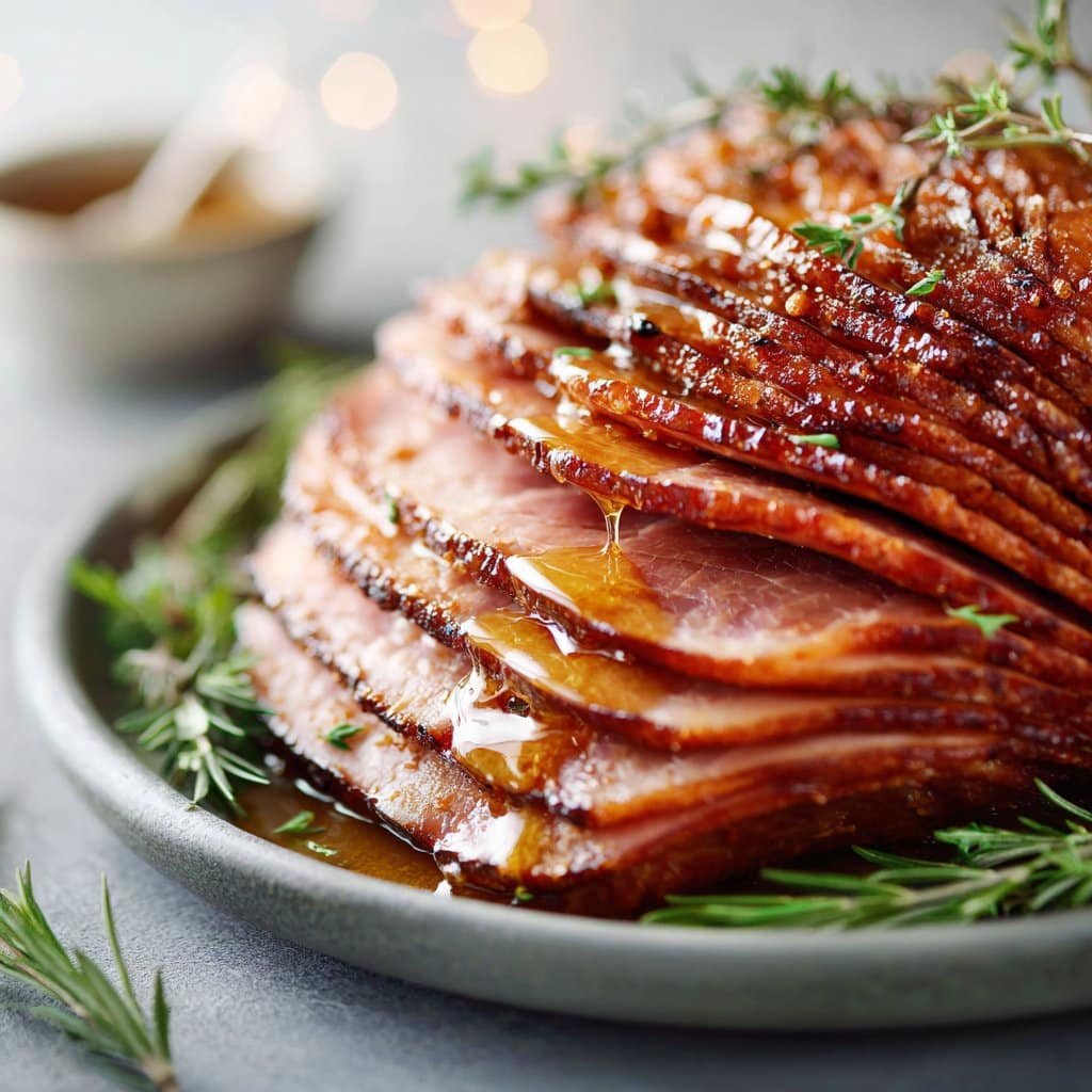 Jamón glaseado con miel para el Día de Acción de Gracias – Perfecto para servir a muchas personas