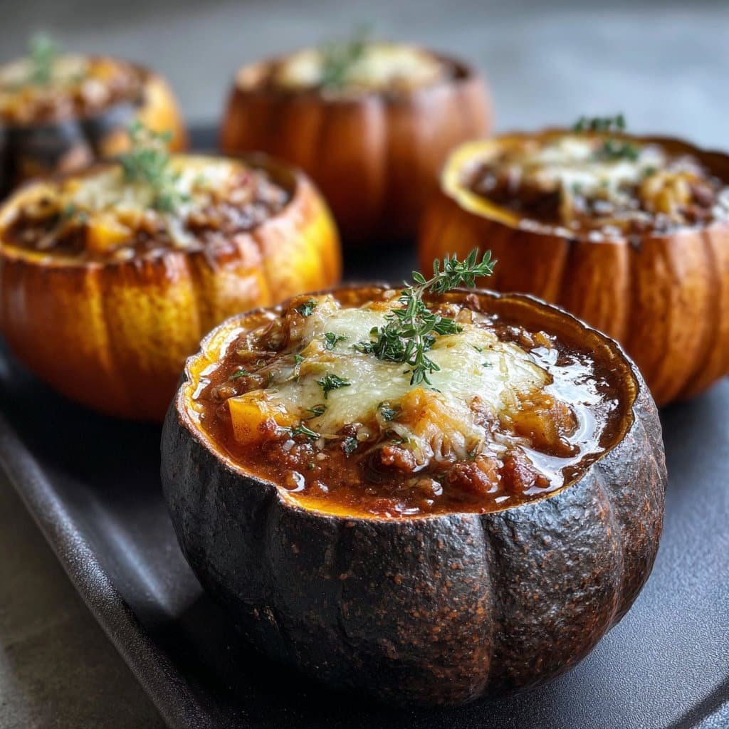 Mini calabazas rellenas de chile: tazones comestibles para una comida festiva