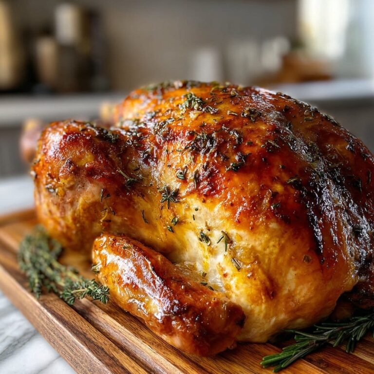 Pavo Asado Perfecto – Jugoso con Mantequilla de Hierbas Bajo la Piel