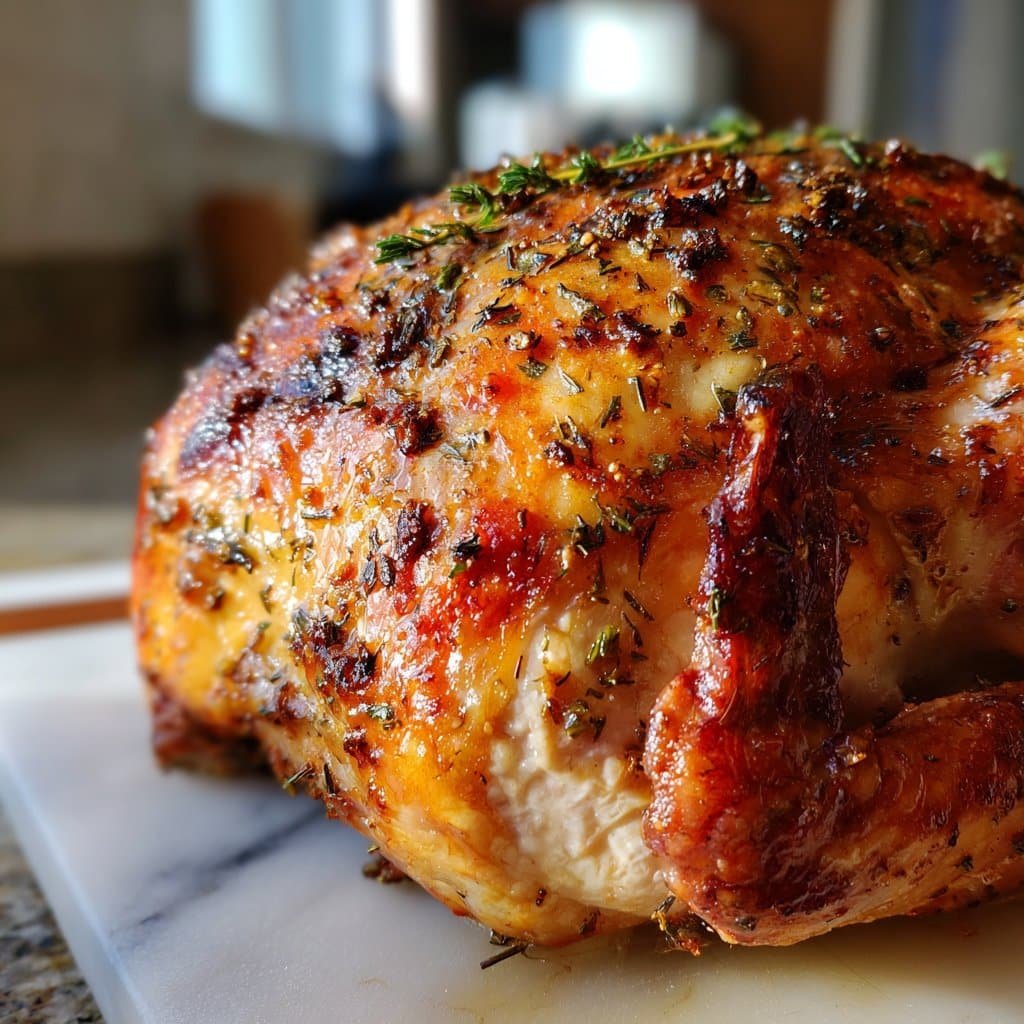 Pavo Asado Perfecto – Jugoso con Mantequilla de Hierbas Bajo la Piel
