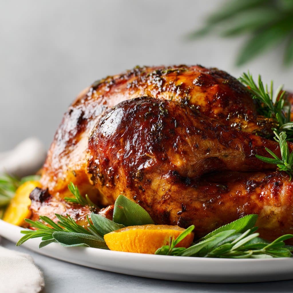 Pavo Asado Perfecto – Jugoso con Mantequilla de Hierbas Bajo la Piel