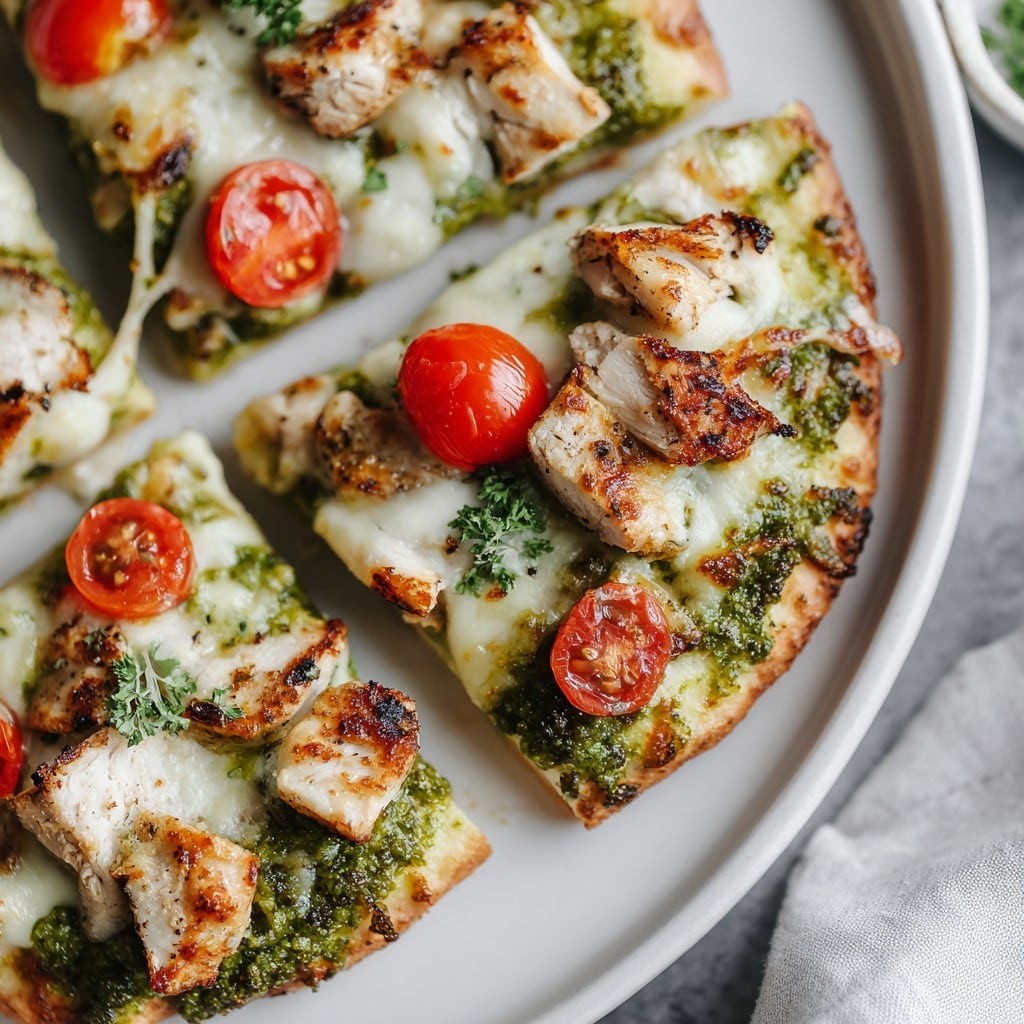 Flatbread de Pollo con Pesto Keto – Rápido, Quesoso y Bajo en Carbohidratos