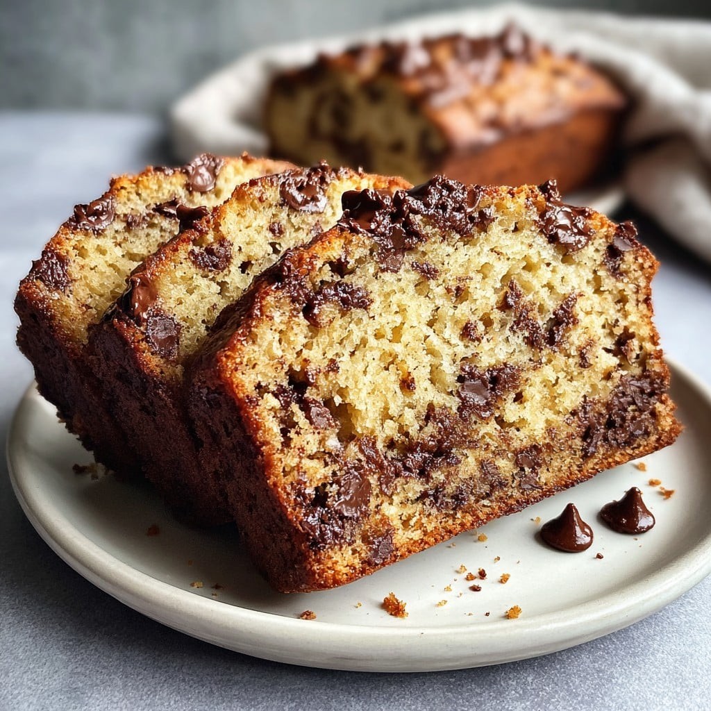 Pan de plátano súper húmedo con chispas de chocolate derretidas