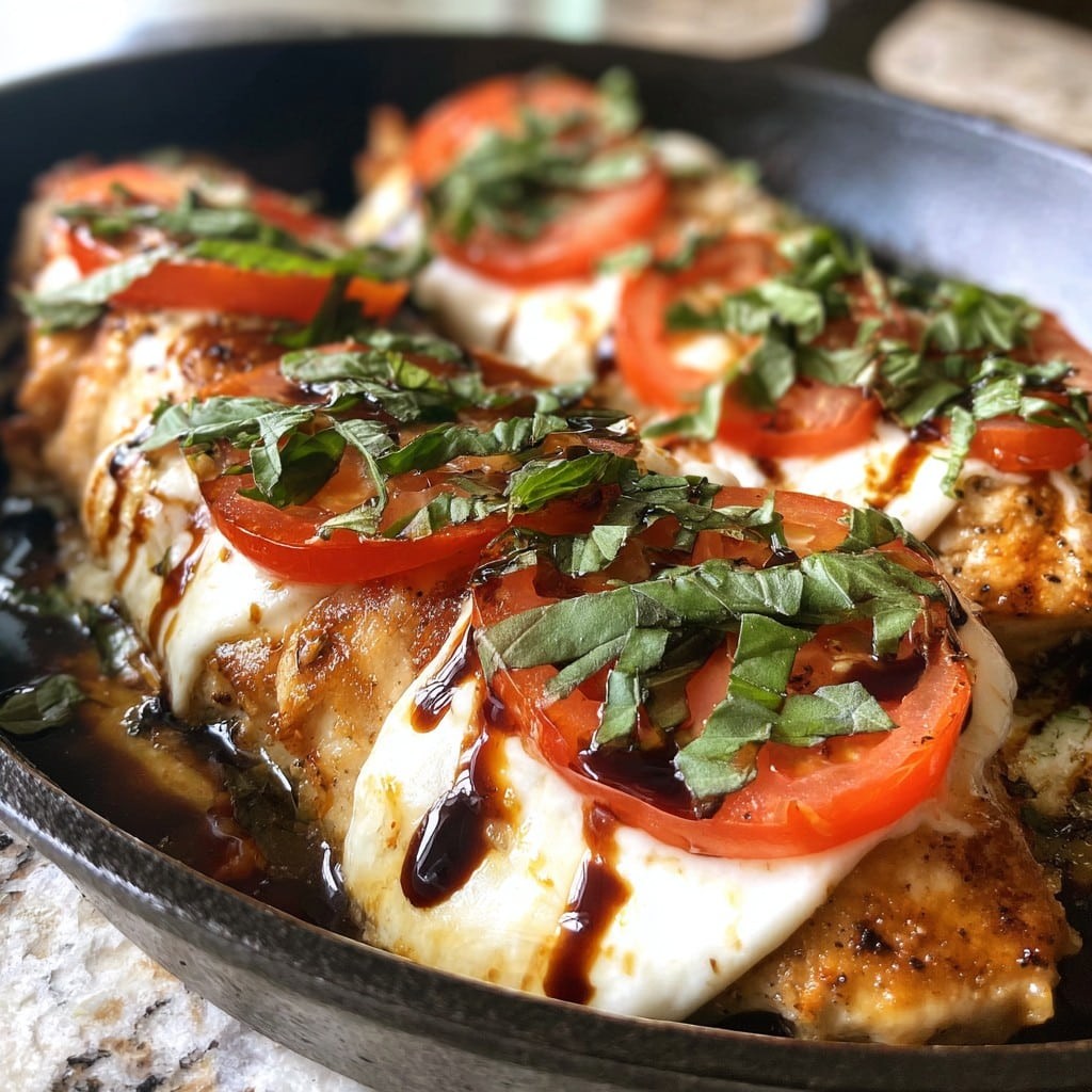 Pollo Caprese Fácil – Pollo Jugoso con Mozzarella, Tomate y Albahaca