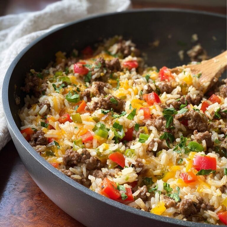 Sartén de Arroz con Carne Molida – Cena Fácil de Una Sola Sartén para Entre Semana