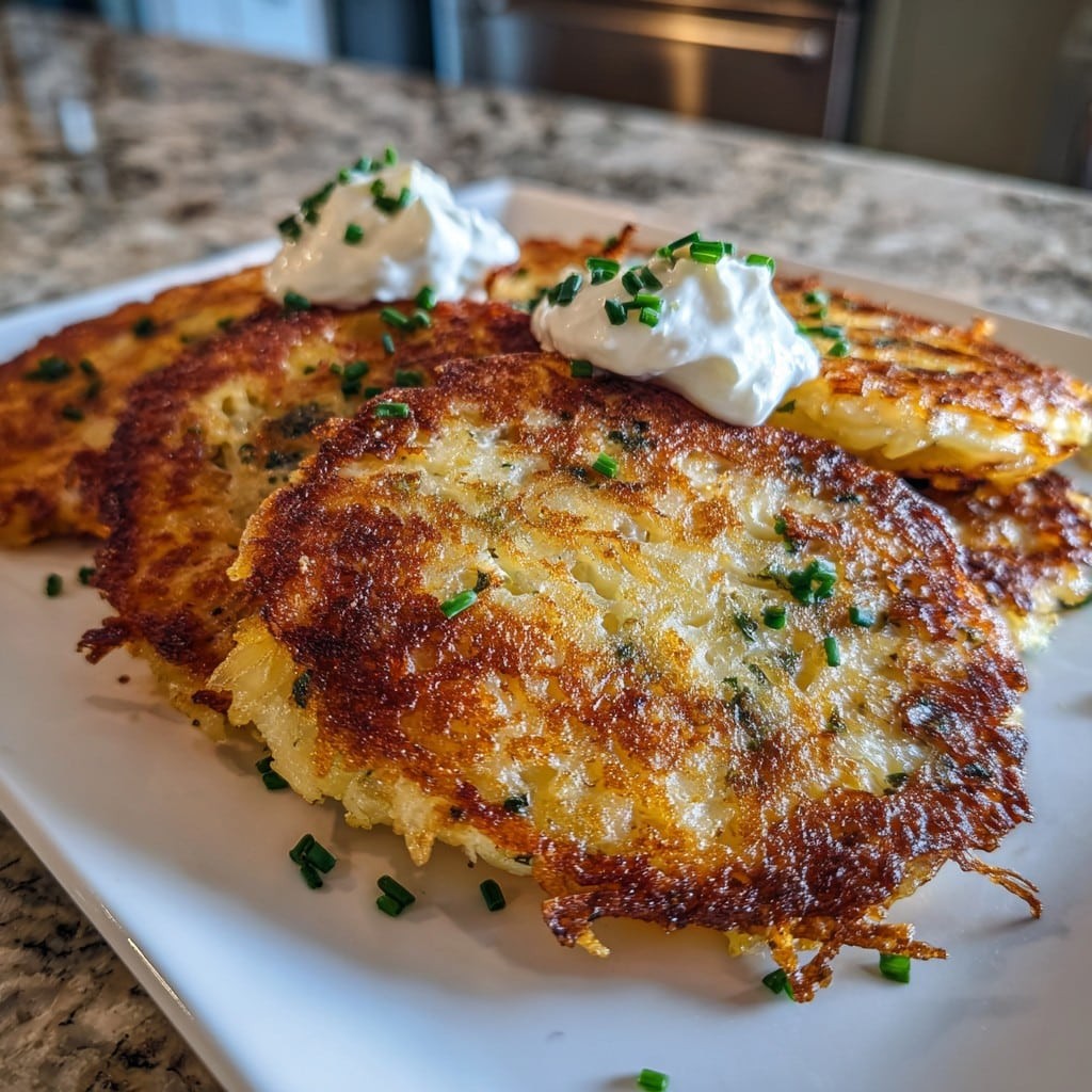 Tortitas crujientes de patata con queso y cebolla – Un favorito de la familia