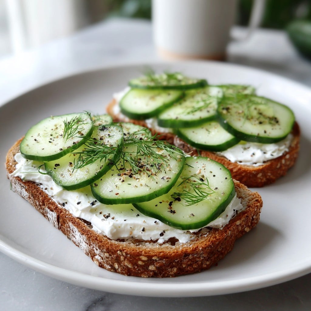 Tostada saludable de pepino con queso crema ligero – Fresca y crujiente